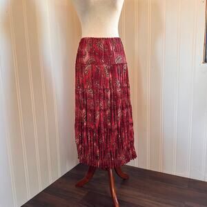 Vintage 90s/Y2K Boho Pink Tiered Maxi Skirt L